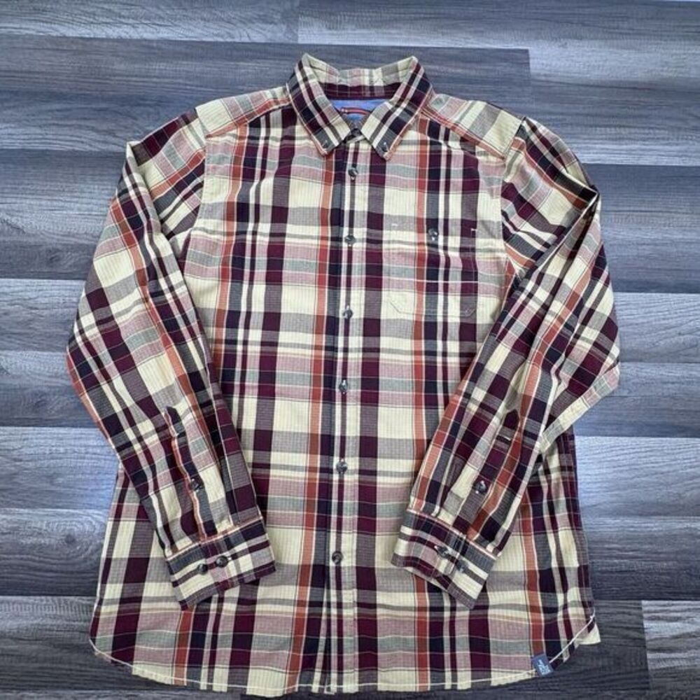 The North Face Shirt Men's Large‎ Yellow Orange Outdoor/Fishing Button Down